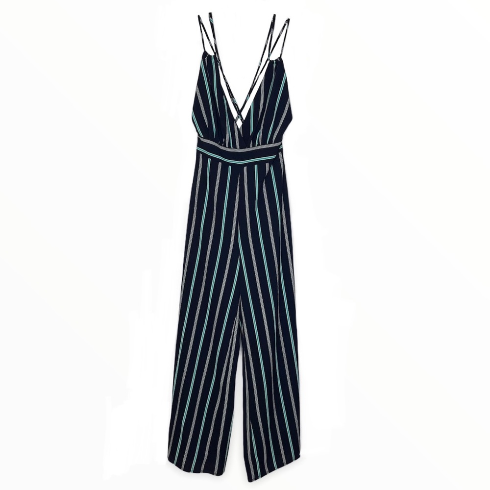 Pixi + Ivy Navy Striped Wide Leg Jumper Medium